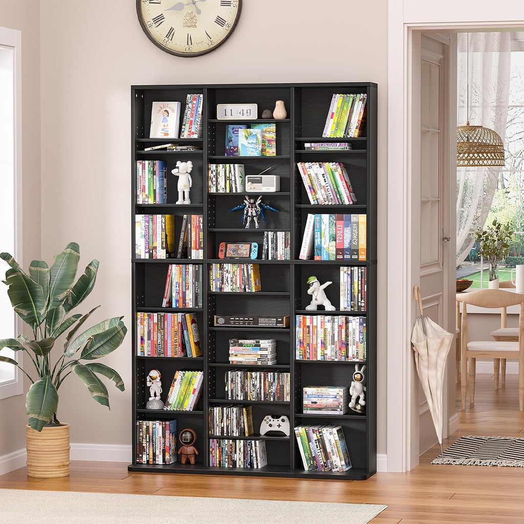 LELELINKY 11 Tier Tall Display Cabinet, Black Media Storage Cabinet