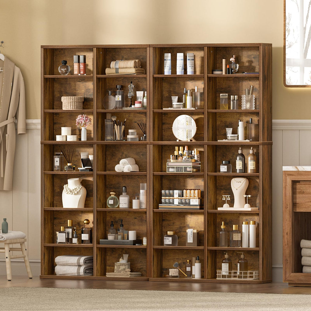 LELELINKY 11 Tier Tall Display Cabinet, Black Media Storage Cabinet